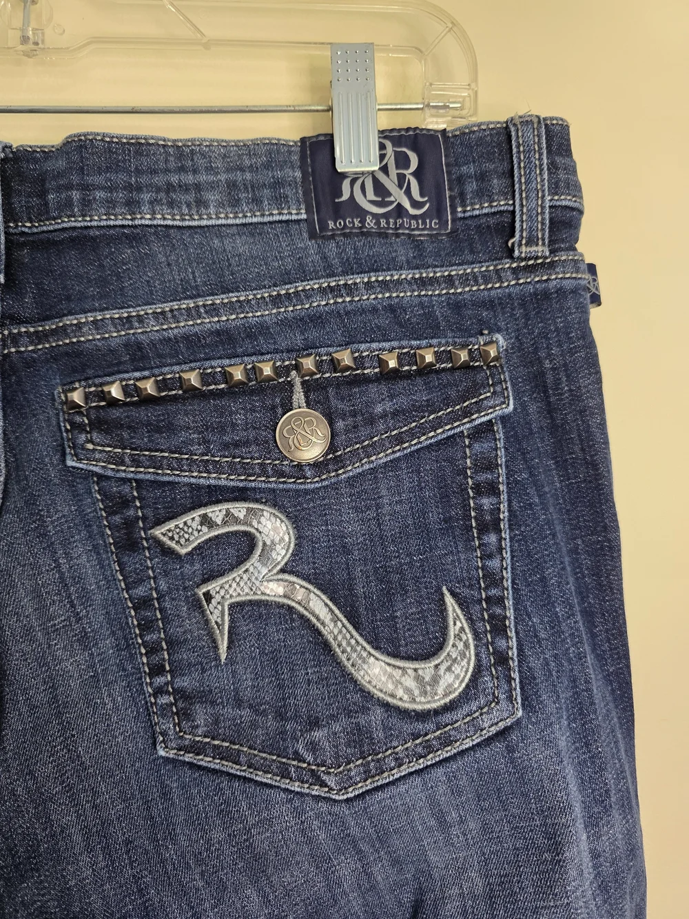 Rock & Republic Dark Indigo Kasandra Bootcut Jeans with Side Studs